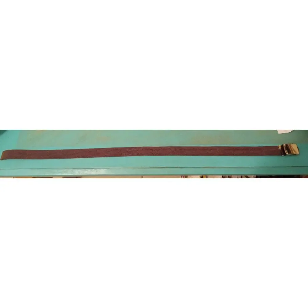 Vintage Faded Blue Brown Men's Canvas Web Belt Gold Buckle Adjustable Retro 37